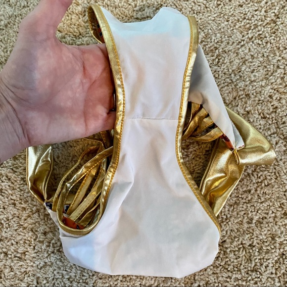 Purple coral & gold strappy high waisted bikini M - Picture 4 of 5